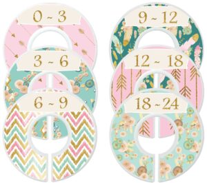 mumsy goose nursery closet dividers, closet organizers, baby girl clothes dividers pink gold
