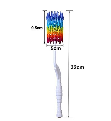 Rayhee Bottle Brush Cleaner-Baby Milk Bottle Cleaner Soft Silicone Bottle Brusher / 360 Degree Rotating Long Handle Brush for Washing Glassware, Cup, Decanter, Narrow Neck Brewing Bottle