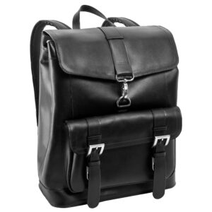 mcklein laptop backpack, hagen, top grain cowhide leather, black (88025)