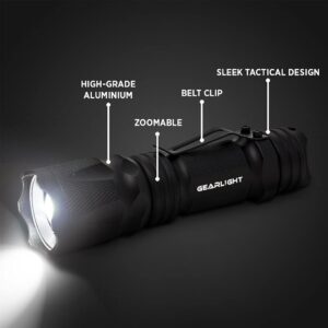 GearLight M3 Mini LED Flashlight - 2 Bright, Small Tactical Flashlights with High Lumens and Pocket Clip for Camping, Outdoor & Emergency Use ﻿