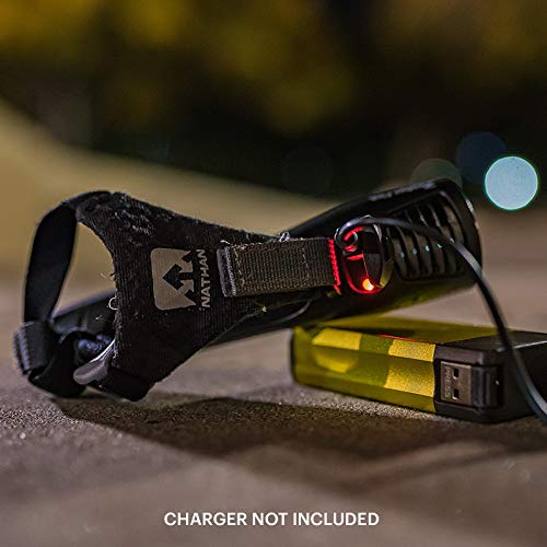 Nathan Zephyr Running Flashlight. Adjustable Hand-Held LED Light with Safety Whistle. For Runners, Walkers, Cyclist, Kids, Security. Handheld Dual Front and Back Light to See and Be-Seen.