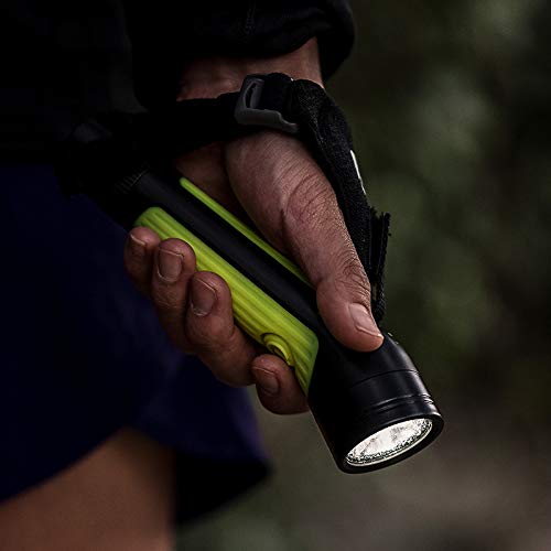 Nathan Zephyr Running Flashlight. Adjustable Hand-Held LED Light with Safety Whistle. For Runners, Walkers, Cyclist, Kids, Security. Handheld Dual Front and Back Light to See and Be-Seen.