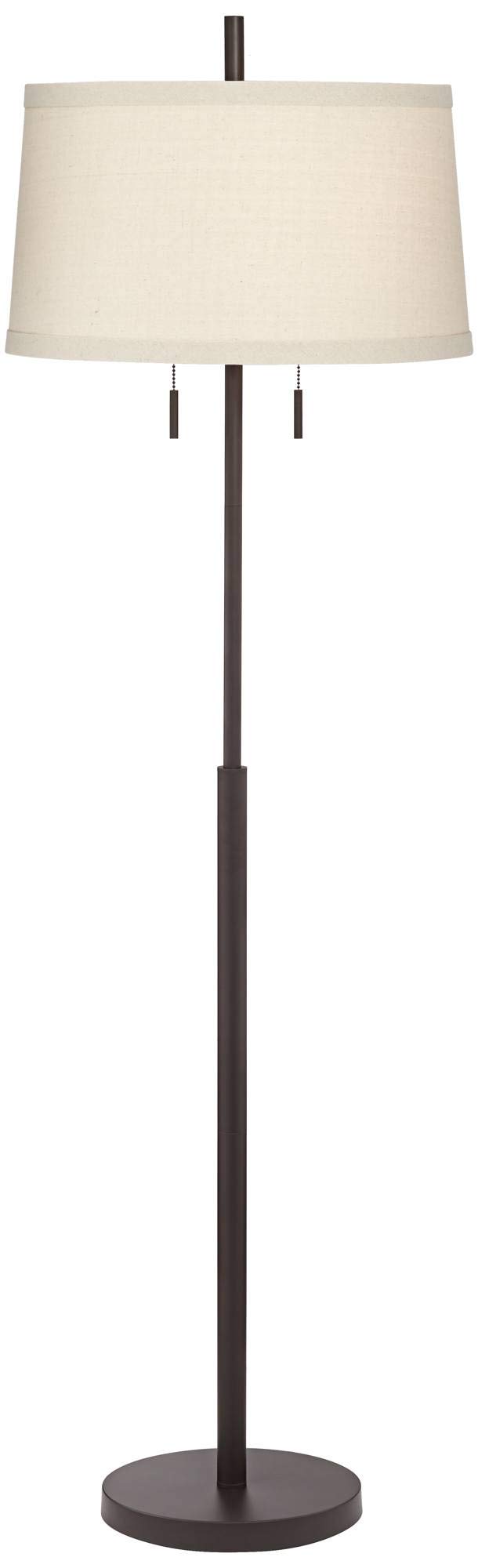 Possini Euro Design Nayla Modern Floor Lamp Standing 62.5" Tall Bronze Steel Slender Column Off White Fabric Tapered Drum Shade Decor for Living Room Reading House Bedroom Home