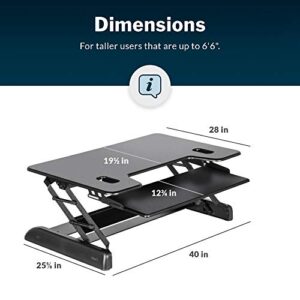 Vari VariDesk Tall 40- 2-Tier Standing Desk Converter for Dual Monitors with Keyboard Tray- Wide Workstation for Home Office, 9 Height Settings, Spring Assisted Lift, Fully Assembled, Black