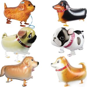 walking animal balloons pet dog balloons - 6pcs puppy dogs birthday party supplies kids balloons animal theme birthday party decorations