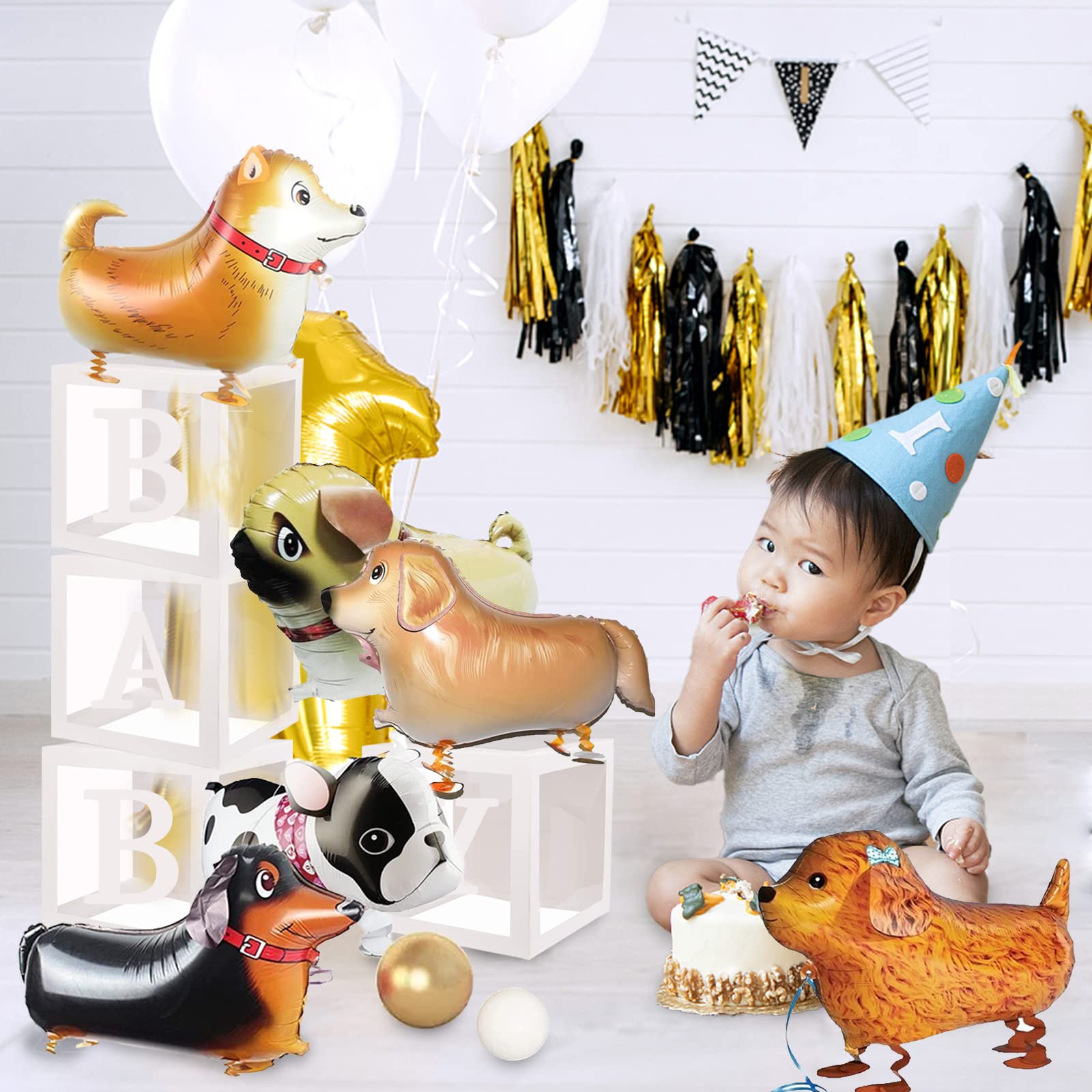 Walking Animal Balloons Pet Dog balloons - 6pcs Puppy Dogs Birthday Party Supplies Kids Balloons Animal Theme Birthday Party Decorations