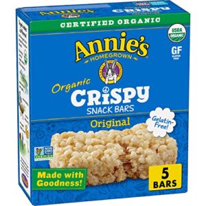 annie's organic original crispy snack bars, gluten free, 3.9 oz, 5 ct.