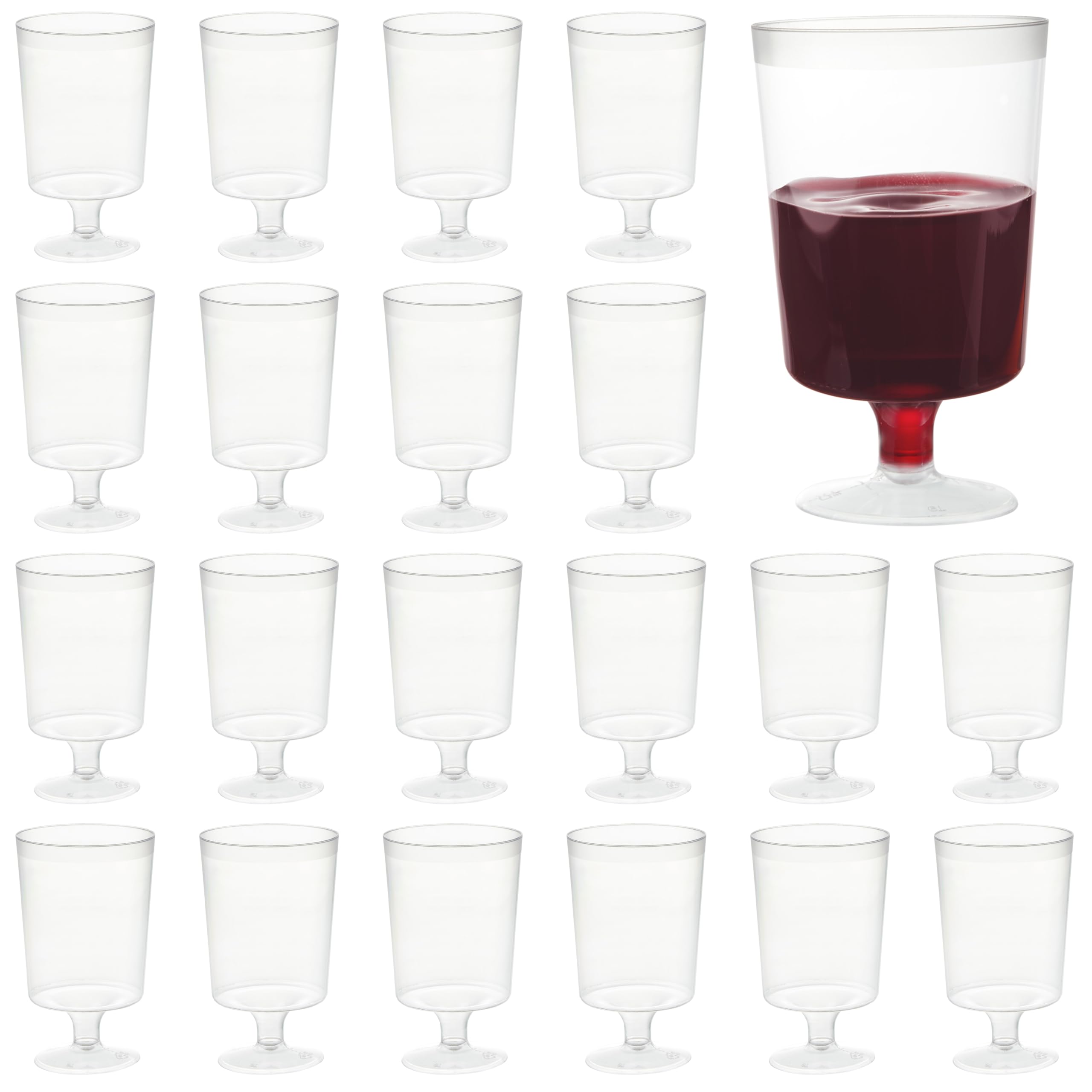 MATANA 50 pc Clear Plastic Wine Glasses with Stem for Parties (6oz) - Plastic Wine Cups, Wine Goblets Perfect for Wedding, Garden Parties, Indoor & Outdoor Events, BBQ - BPA Free, Reusable