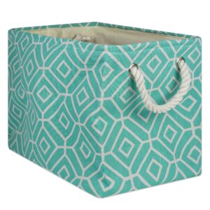 dii collapsible polyester storage bin, stained glass, aqua, large rectangle