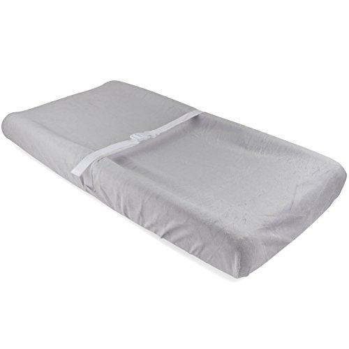 Ely's & Co. Patent Pending Waterproof Plush Change Pad Cover 100% Cotton Velvet | no Need for Changing Pad Liner (Grey)