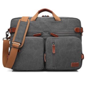 coolbell convertible backpack messenger shoulder bag laptop case business briefcase multi-functional travel handbag fits 17.3 inch laptop for men/women (canvas dark grey)