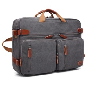 CoolBELL Convertible Backpack Messenger Shoulder Bag Laptop Case Business Briefcase Multi-Functional Travel Handbag Fits 17.3 Inch Laptop for Men/Women (Canvas Dark Grey)