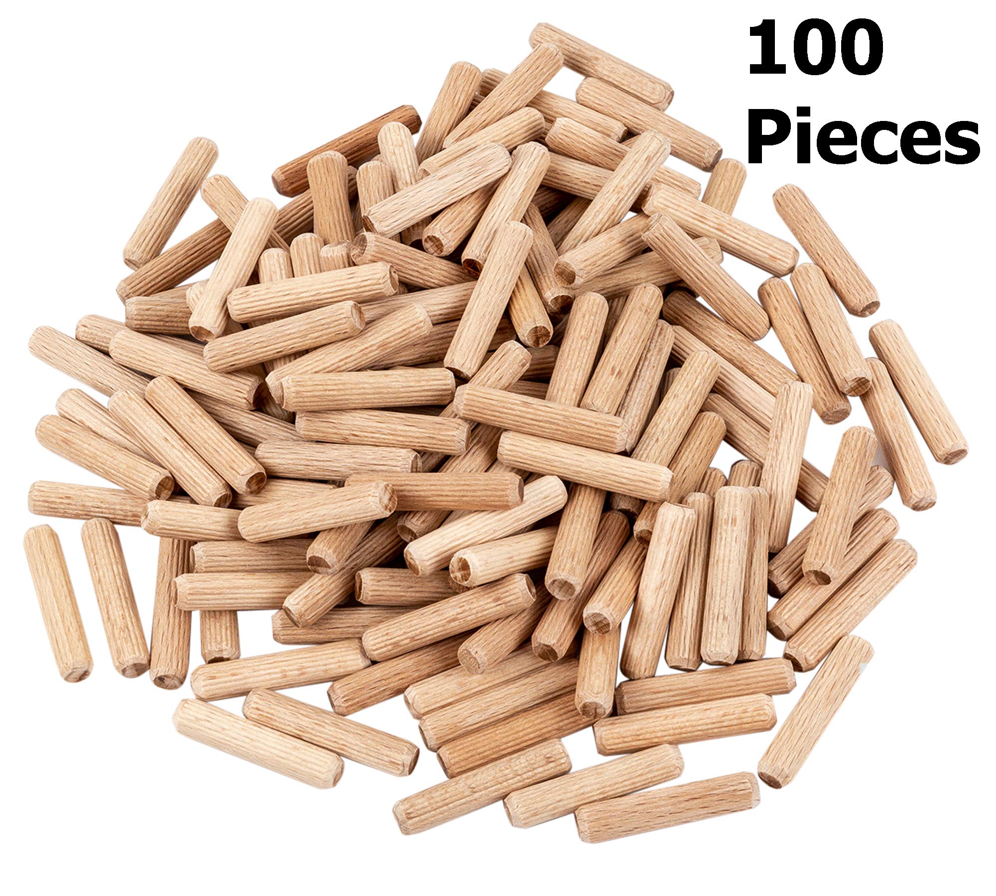 BICB Fluted Wood Kiln Dowel Pins, 1/4" x 1-1/4"- 100 Pieces , Made of Beechwood