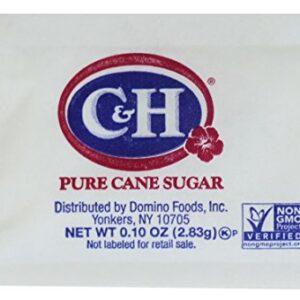 C&H Pure Cane NON-GMO Granulated Sugar, 0.10 Ounce (2.83 Gram) Packets - Pack of 500