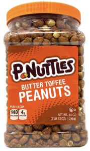 p-nuttles butter toffee covered peanuts,sweet salty snack, toffee peanuts,toffee nuts, 44 ounce jar made in the usa, kosher, peanuts sweet, party snack, nuts gift, peanuts bulk, sweet snack