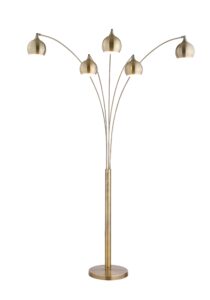 artiva usa led9656fab amore 86" 5-arched led floor lamp with dimmer, antique satin brass