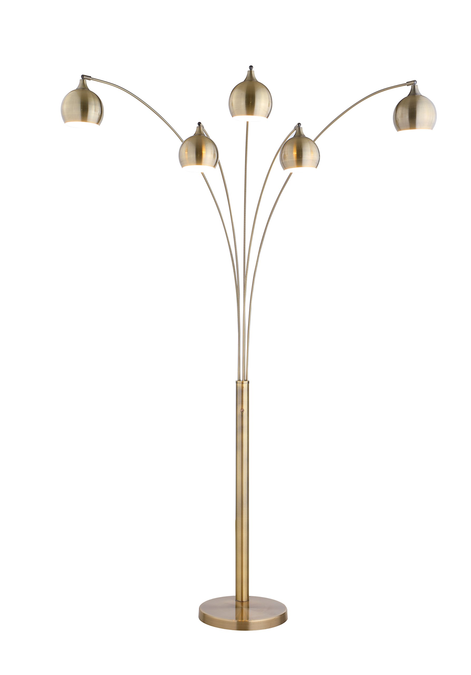 Artiva USA LED9656FAB Amore 86" 5-Arched LED Floor Lamp with Dimmer, Antique Satin Brass