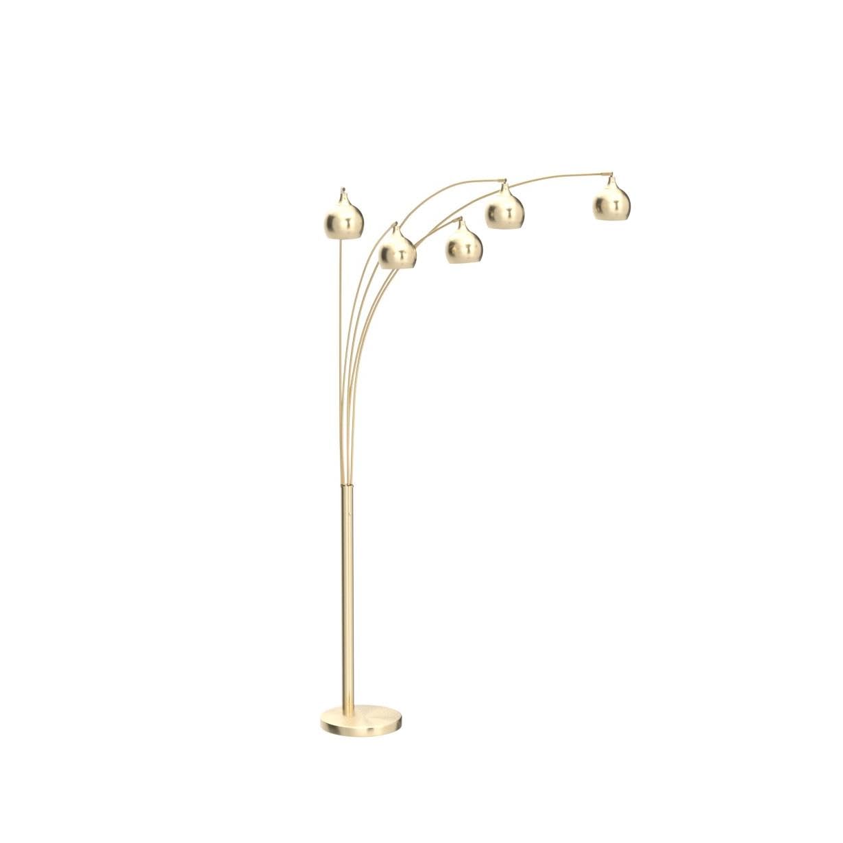 Artiva USA LED9656FAB Amore 86" 5-Arched LED Floor Lamp with Dimmer, Antique Satin Brass