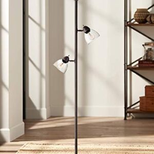 360 Lighting Riley Rustic Farmhouse Torchiere Floor Lamp Standing 72" Tall Painted Bronze Brown Metal 3-Light Clear Glass Shade for Living Room Reading Bedroom Office House Home Decor