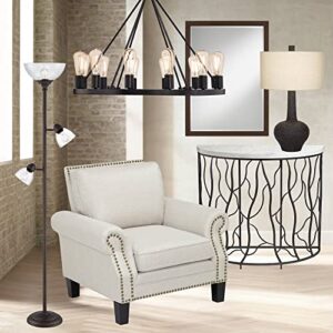 360 Lighting Riley Rustic Farmhouse Torchiere Floor Lamp Standing 72" Tall Painted Bronze Brown Metal 3-Light Clear Glass Shade for Living Room Reading Bedroom Office House Home Decor