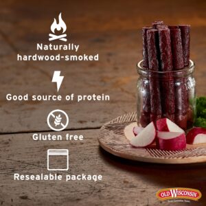 Old Wisconsin Beef Sausage Snack Sticks, Naturally Smoked, Ready to Eat, High Protein, Low Carb, Keto, Gluten Free, 14 Ounce Resealable Package