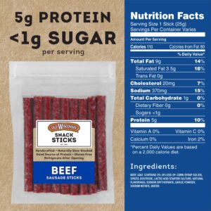 Old Wisconsin Beef Sausage Snack Sticks, Naturally Smoked, Ready to Eat, High Protein, Low Carb, Keto, Gluten Free, 14 Ounce Resealable Package