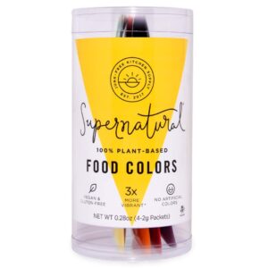 plant-based food color variety pack by supernatural, food dye powders, 4 natural colors, no artificial dyes, gluten free, vegan (pack of 4)