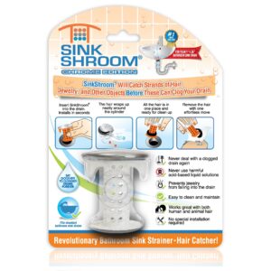 sinkshroom revolutionary bathroom sink drain protector hair catcher, strainer, snare, sinkshroom chrome edition, 1" -1.4"