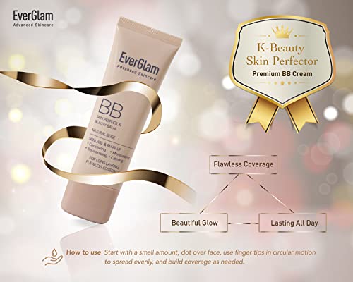 EverGlam K-Beauty Skin Perfector Korean BB Cream, Light Medium - Flawless, Natural Glow in Seconds | Multi-Function Tinted Moisturizer: Stays On All Day, Dewy, Water-Resistant, Oil-Controlling