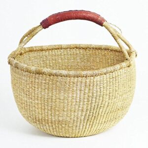 hands craft fair trade ghana bolga african dye-free market basket natural baskets (11"-13" medium)