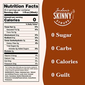 Jordan's Skinny Syrups Coffee Syrup, Pumpkin Caramel Flavor Drink Mix, Zero Calorie Flavoring for Chai Latte, Protein Shake, Food & More, Sugar & Gluten Free, Keto Friendly, 25.4 Fl Oz, 1 Pack