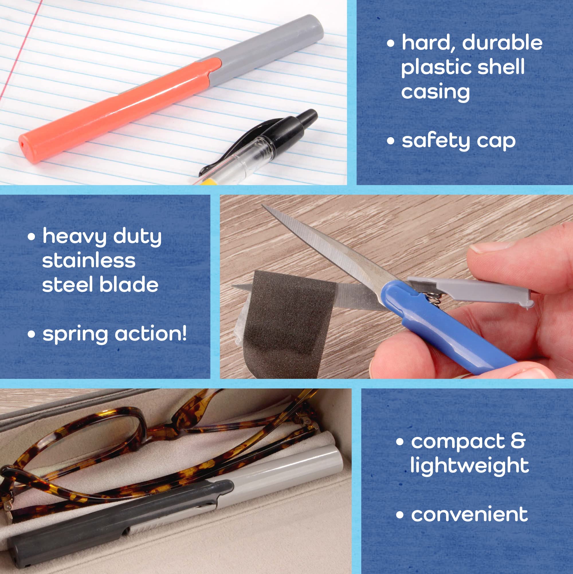 BambooMN Penblade Pen-Style Portable Travel Scissors - Charcoal - 2 Pairs