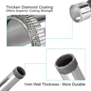 Diamond Hole Saw, 15 pcs Diamond Drill Bits Set Glass Drill Bit Extractor Remover Tools for Glass, Ceramics, Porcelain, Ceramic Tile (1/4"-2")