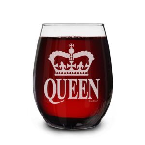 shop4ever crown queen laser engraved stemless wine glass