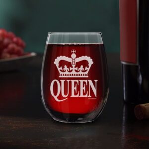 shop4ever Crown Queen Laser Engraved Stemless Wine Glass