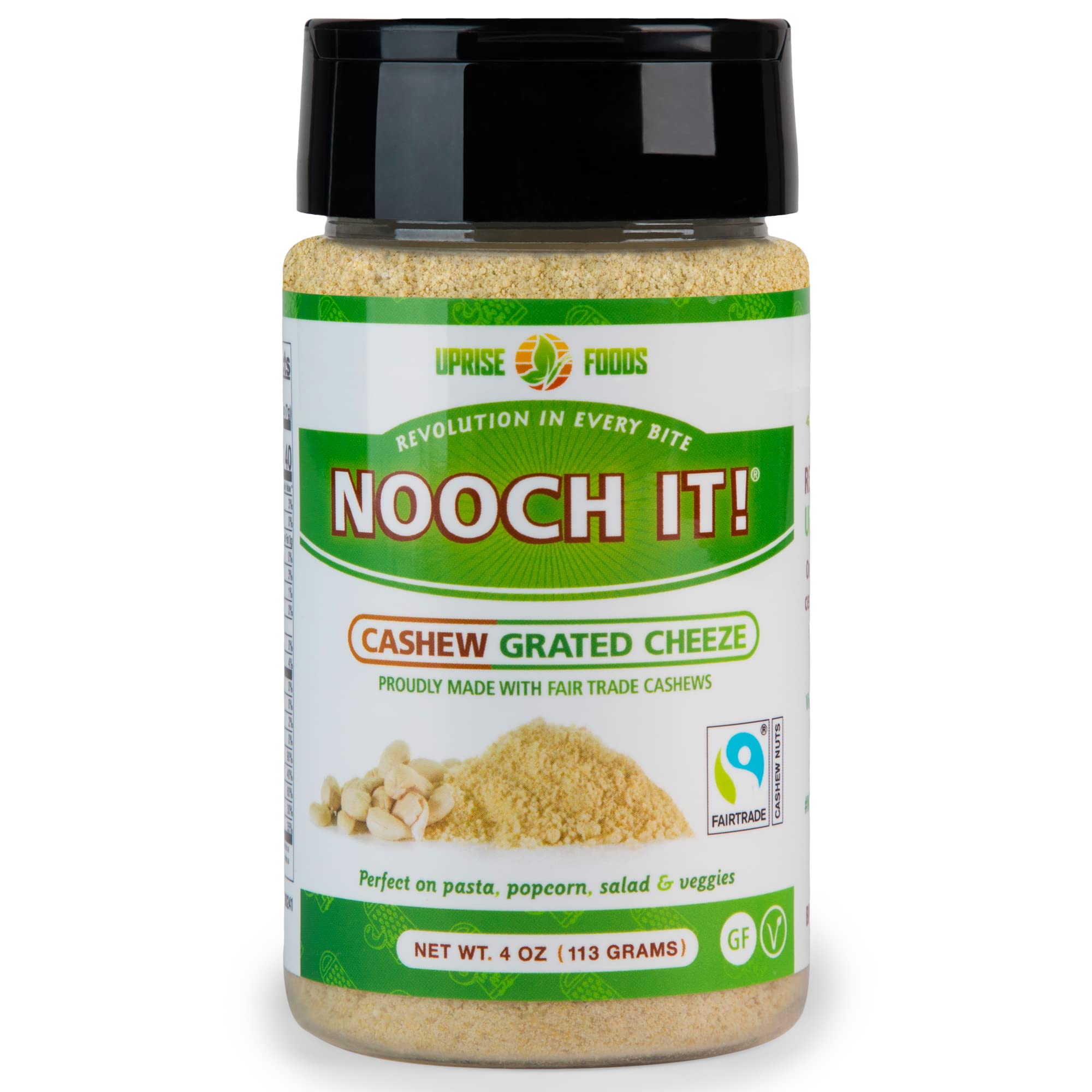 NOOCH IT! Fair Trade Dairy-Free Cashew Grated Cheeze | Vegan Parmesan ● Tasty Cheese Alternative | 4oz (Vegan "Parm", Gluten-Free)