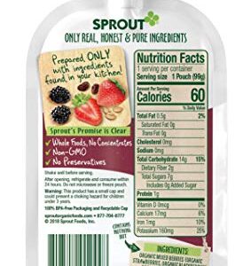 Sprout Organic Baby Food, Stage 2 Pouches, Fruit Veggie & Grain Blend, Mixed Berry Oatmeal, 3.5 Oz Purees (Pack of 6)