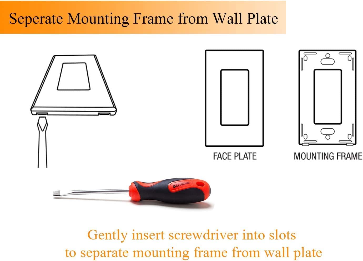 Cloudy Bay in Wall Dimmer Switch for LED Light/CFL/Incandescent,3-Way Single Pole Dimmable Slide,600 Watt max,Cover Plate Included