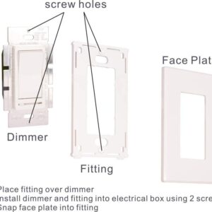 Cloudy Bay in Wall Dimmer Switch for LED Light/CFL/Incandescent,3-Way Single Pole Dimmable Slide,600 Watt max,Cover Plate Included