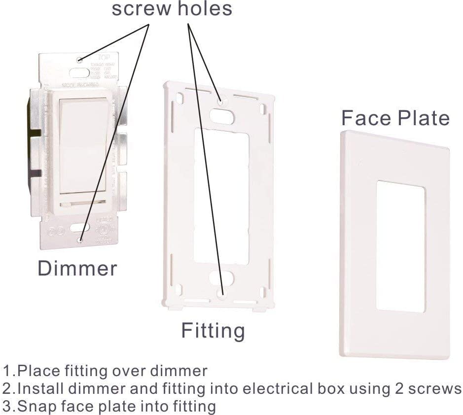 Cloudy Bay in Wall Dimmer Switch for LED Light/CFL/Incandescent,3-Way Single Pole Dimmable Slide,600 Watt max,Cover Plate Included