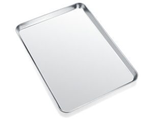 zacfton cookie sheets for baking, stainless steel baking sheet baking pan tray - 12.4 x 10 x 1 inch, non toxic & healthy, mirror finish & easy clean, dishwasher safe & heavy duty