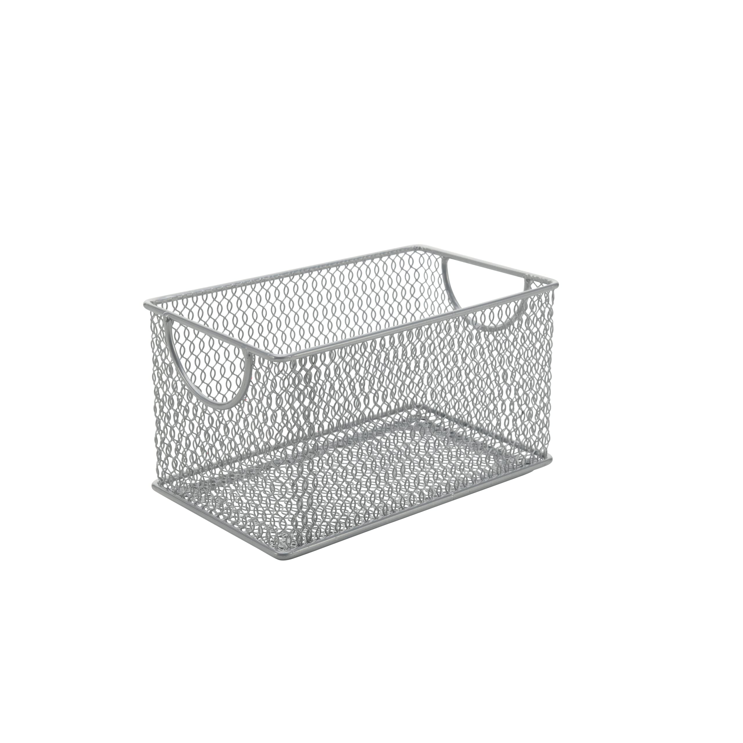 YBM HOME Mesh Storage Box, Silver Mesh Great for School Home or Office Supplies, Books, Computer Discs and More (1, 7.75 x 4.3 x 4.3)