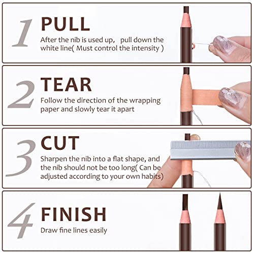 5pcs Microblading Pencil Waterproof Eyebrow Peel-off Pencil Pull Cord Microblading Supplies Brow Lamination Pencil Set For Marking Filling Outlining Eye Brow Liners In 5 Colors