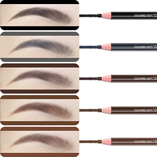 5pcs Microblading Pencil Waterproof Eyebrow Peel-off Pencil Pull Cord Microblading Supplies Brow Lamination Pencil Set For Marking Filling Outlining Eye Brow Liners In 5 Colors