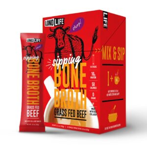 lonolife beef bone broth sticks: 10g protein, keto friendly - 10 portable servings