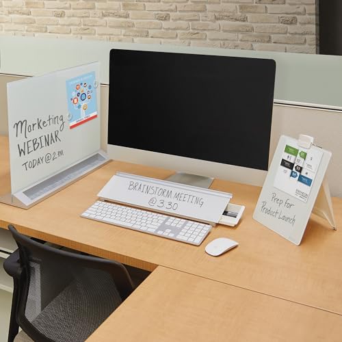 Quartet Glass Whiteboard Desktop Panel, Magnetic, 17" x 23", Dry Erase Surface, Includes Accessory Trays, 1 Marker and 2 High-Power Magnets, White (GDP1723W)