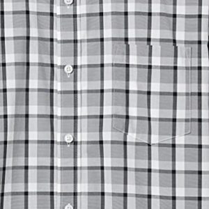 Amazon Essentials Men's Regular-Fit Long-Sleeve Casual Poplin Shirt, Grey Plaid, Large