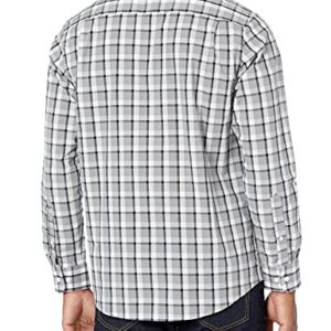 Amazon Essentials Men's Regular-Fit Long-Sleeve Casual Poplin Shirt, Grey Plaid, Large