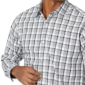 Amazon Essentials Men's Regular-Fit Long-Sleeve Casual Poplin Shirt, Grey Plaid, Large