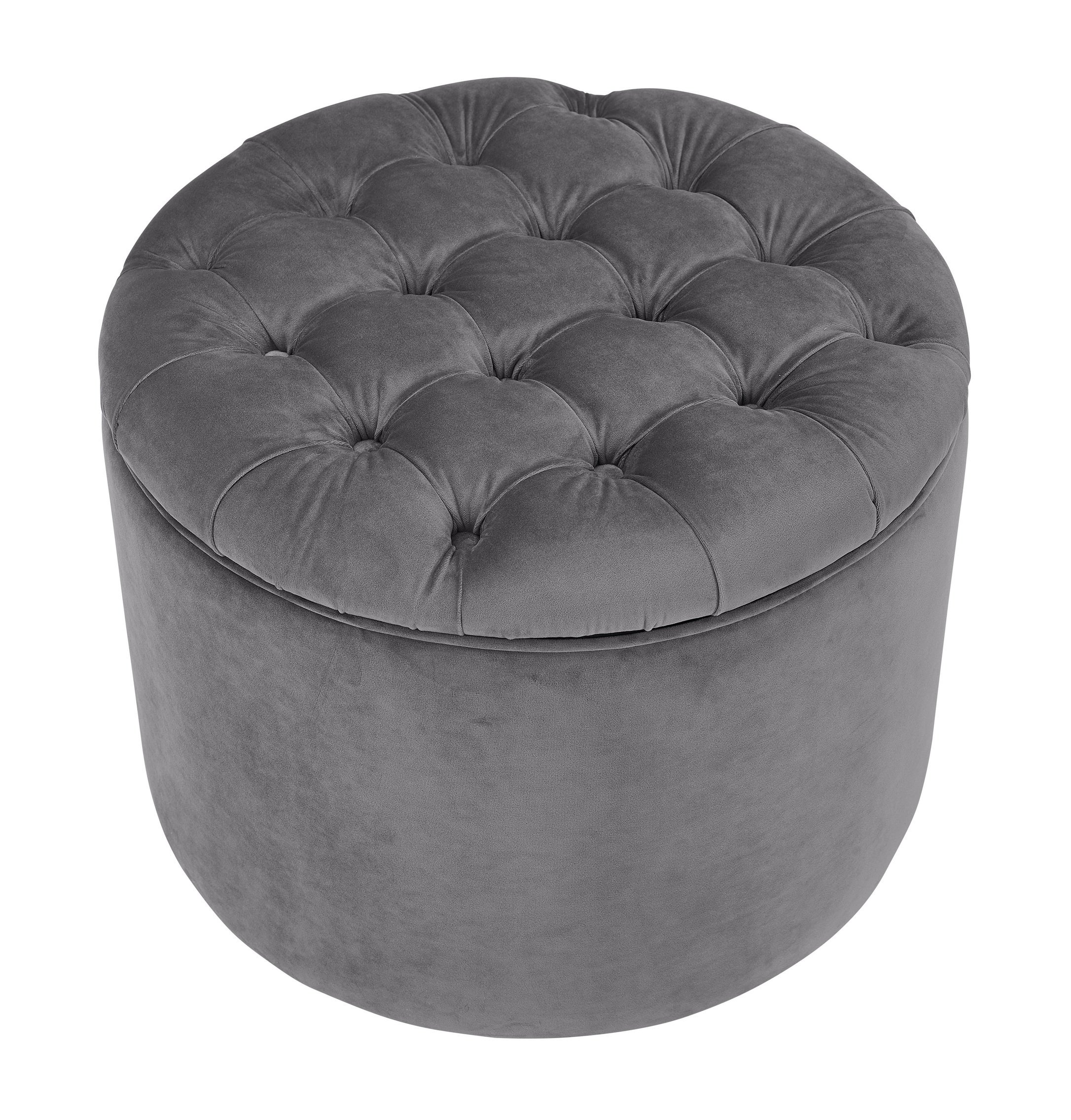 TOV Furniture Queen Velvet Storage Ottoman, Grey